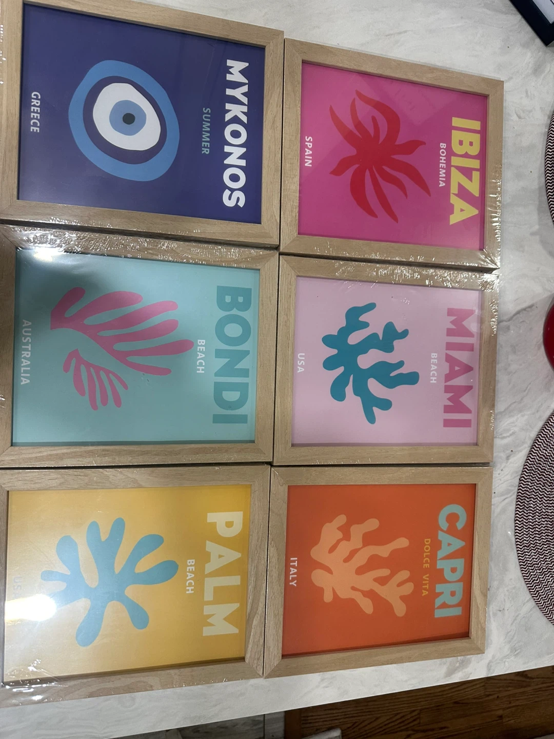 Set of 6 framed travel prints - New