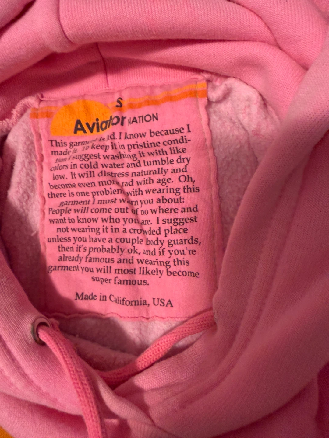 Aviator Nation Pink Hoodie - Size Small - photo 2