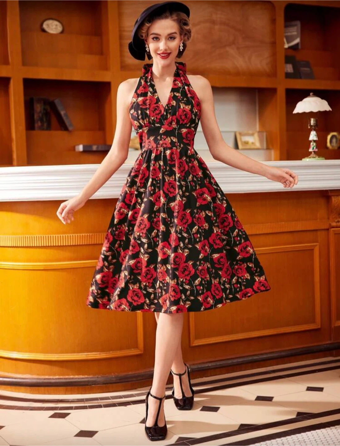 Floral Halter Neck Fit & Flare Dress - photo 2