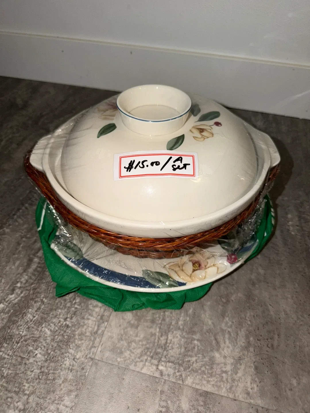 Ceramic Casserole Dish with Floral Design