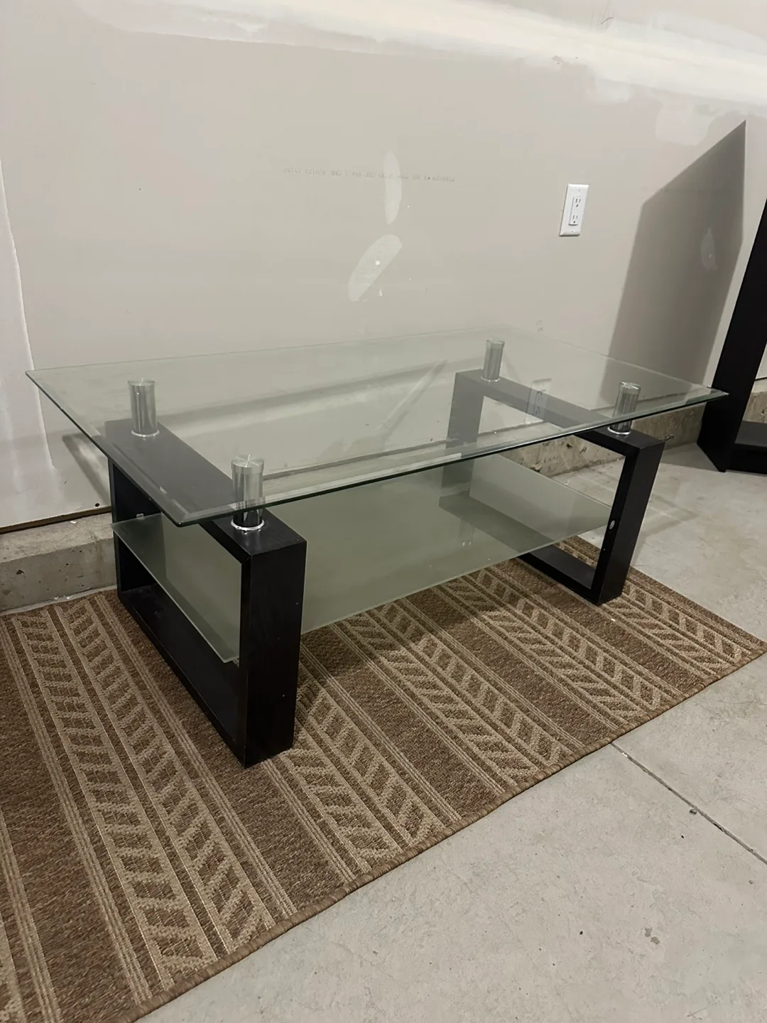 Glass Stylish Coffee Table – Brown Finish (Great Condition!)