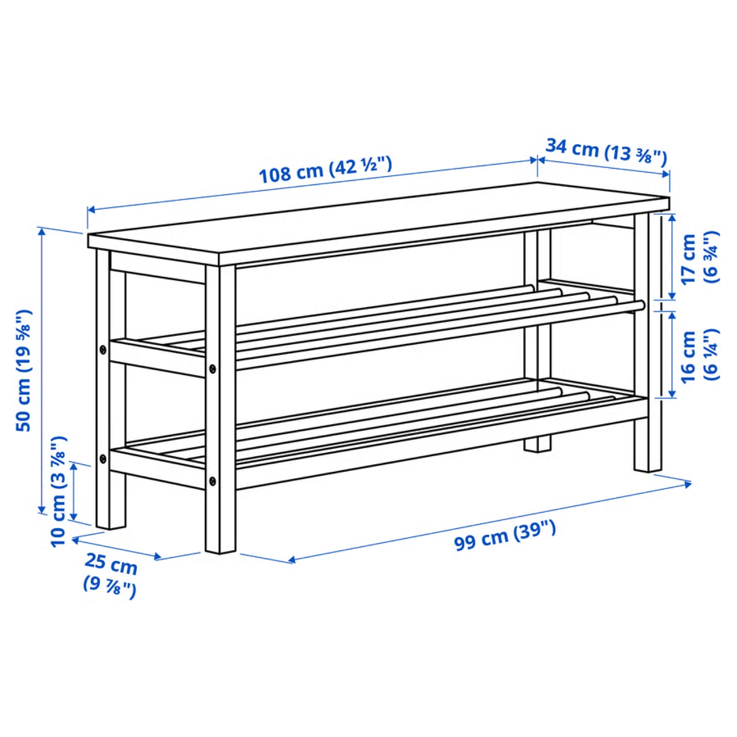 IKEA TJUSIG White Shoe Rack Bench - photo 4