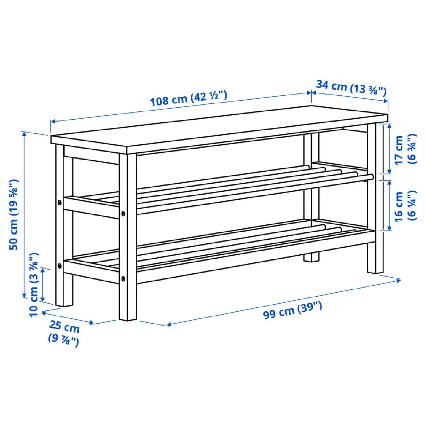 IKEA TJUSIG White Shoe Rack Bench image indicator(4)