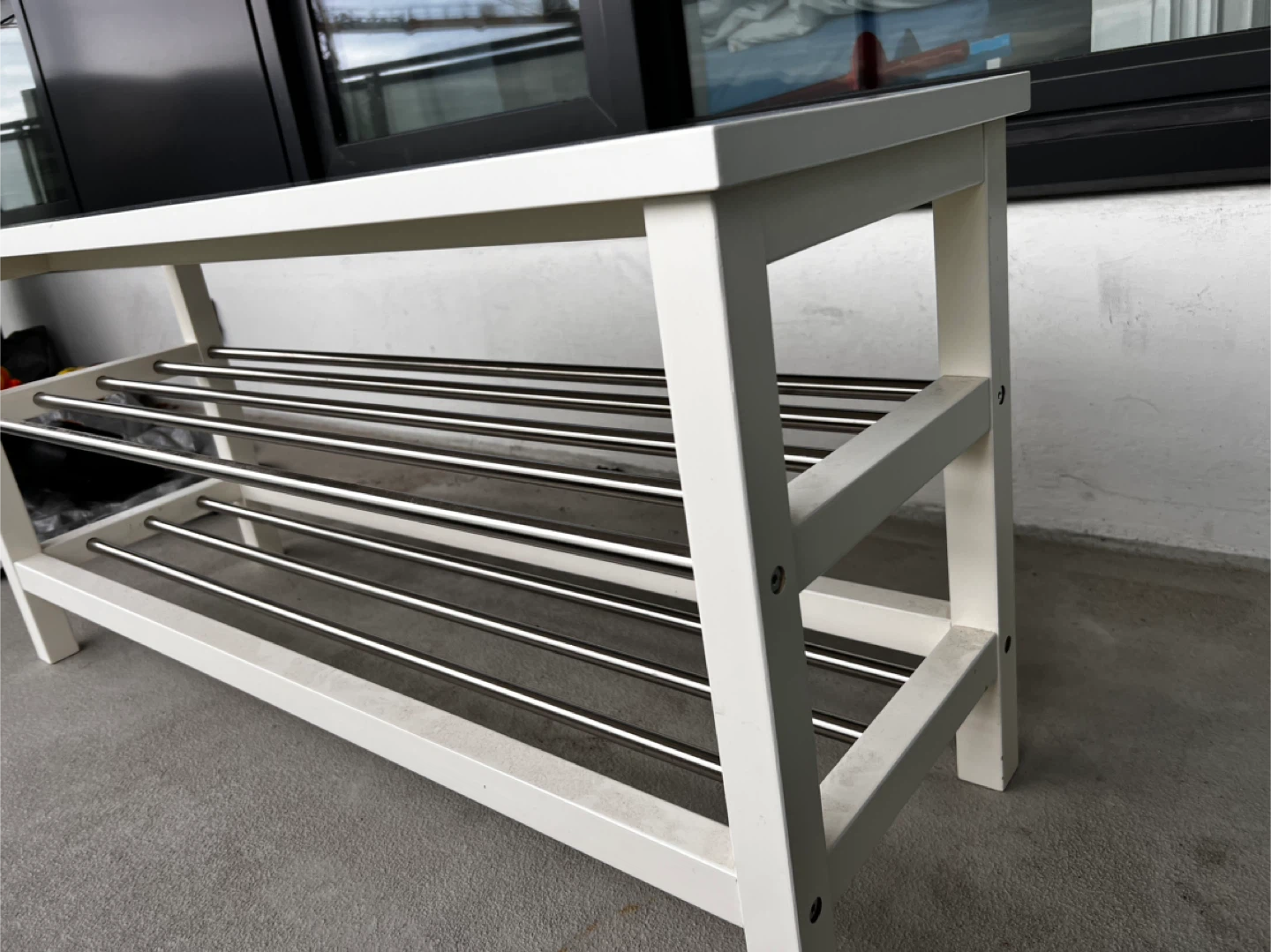 IKEA TJUSIG White Shoe Rack Bench - photo 3