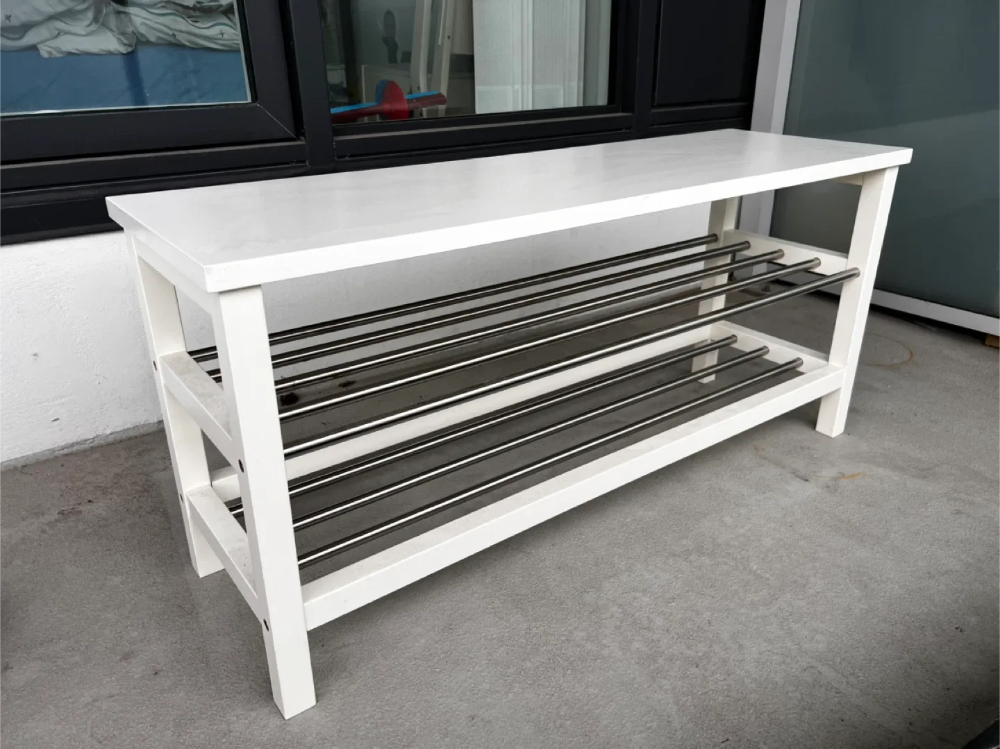 IKEA TJUSIG White Shoe Rack Bench