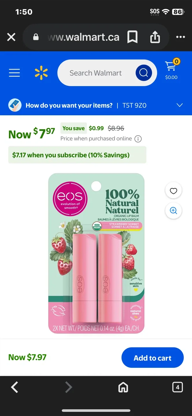 EOS Strawberry Sorbet Lip Balm Duo - New