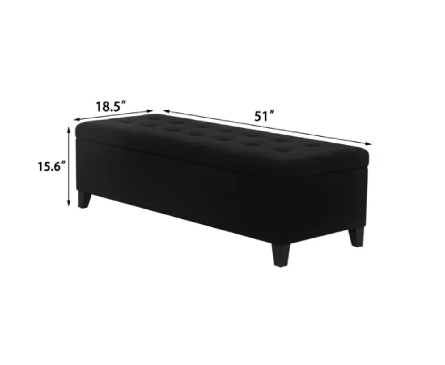 Black upholstered storage ottoman bench image indicator(3)