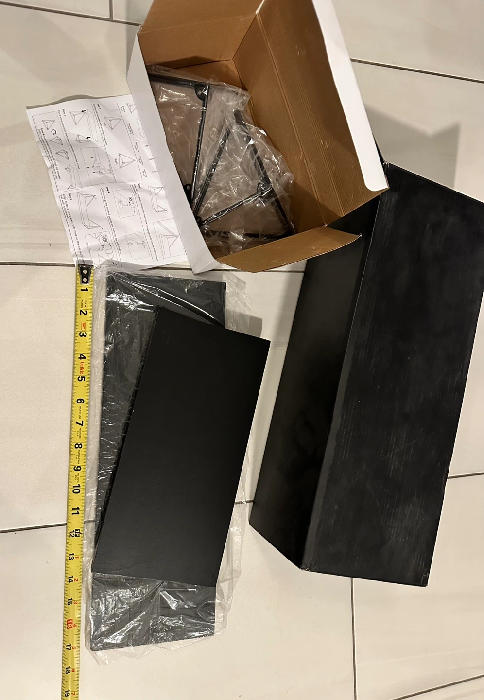 Black Wall Shelf with Brackets