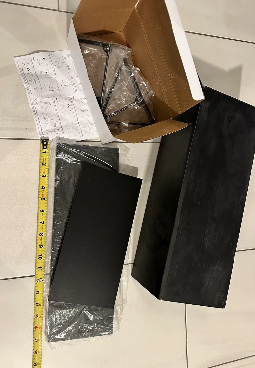 Black Wall Shelf with Brackets