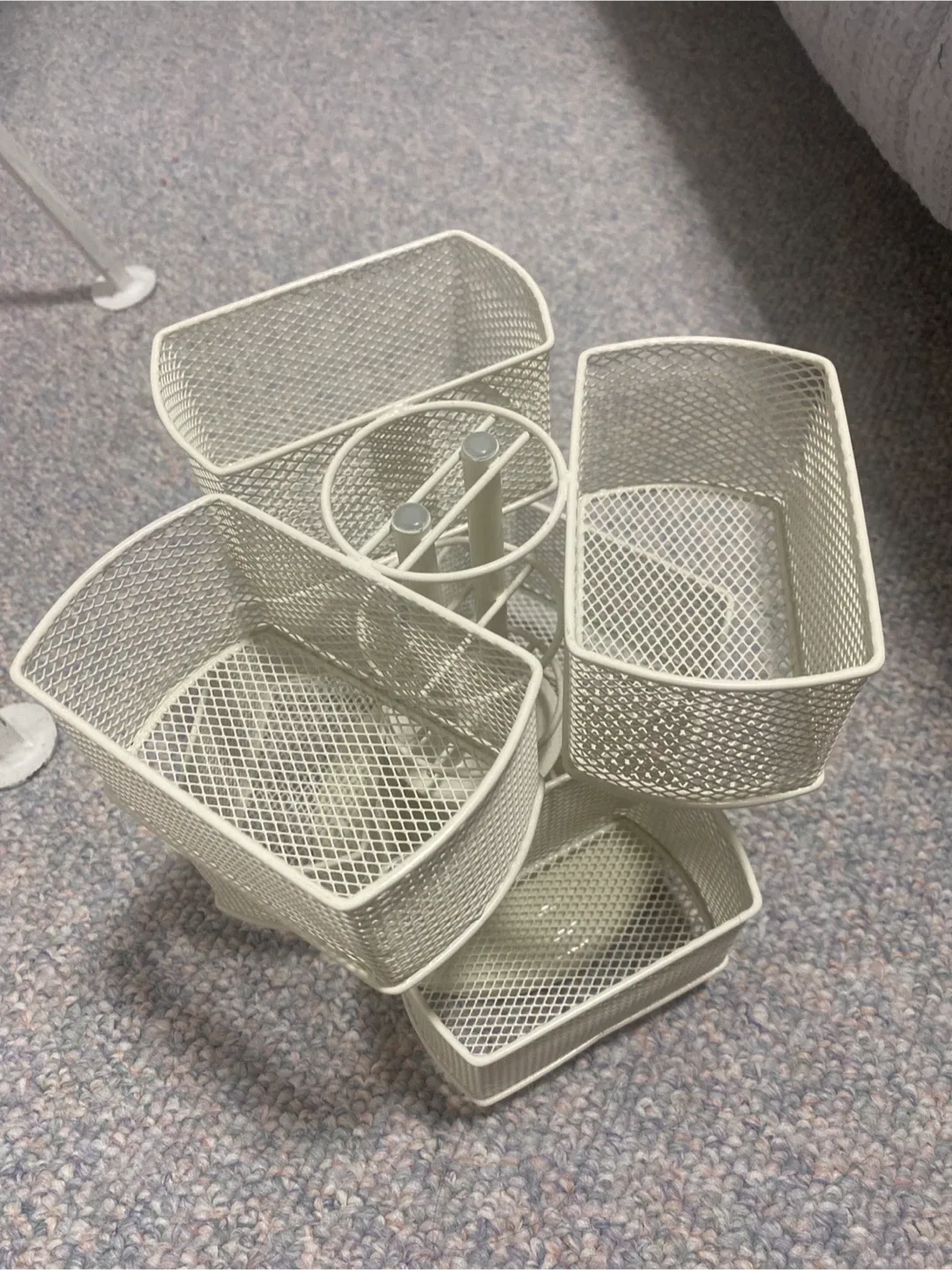 Rotating Mesh Desk Organizer - White