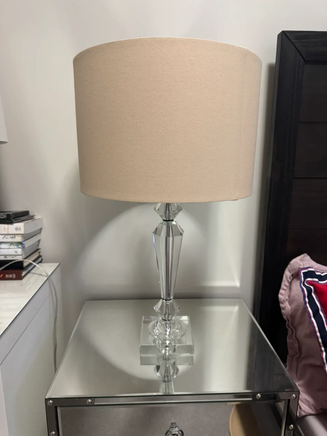 Crystal Table Lamp with Beige Shade