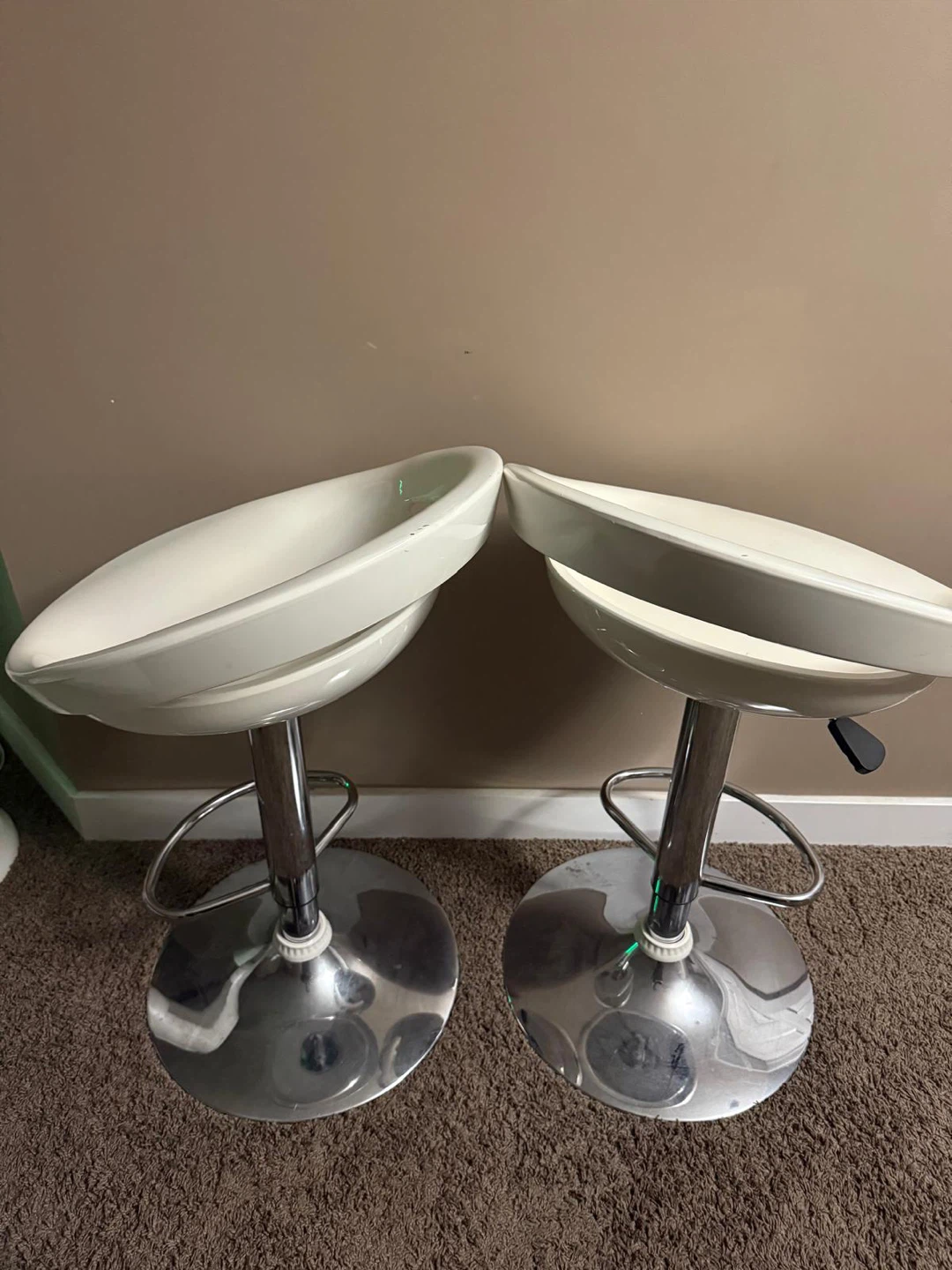 Two White Adjustable Bar Stools - photo 2