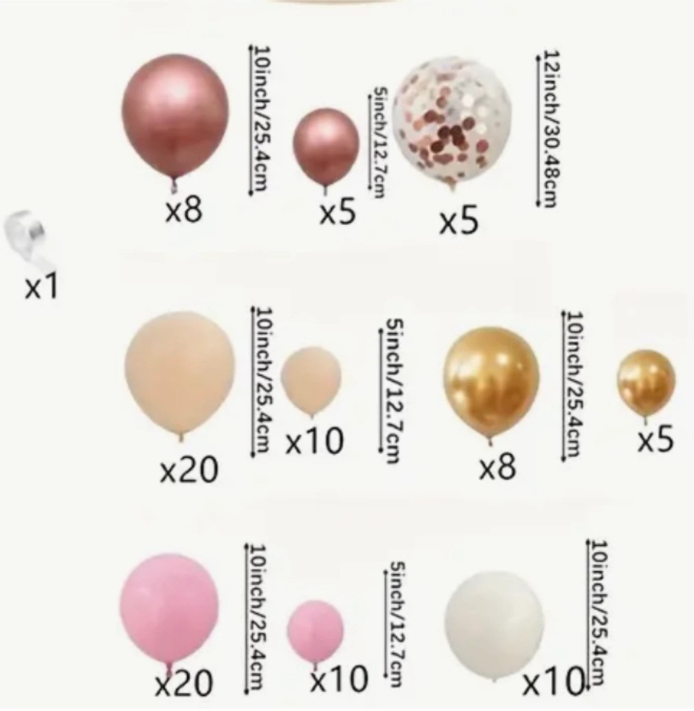 Balloons Set Gold, Rose Gold, White 🥳 - photo 3