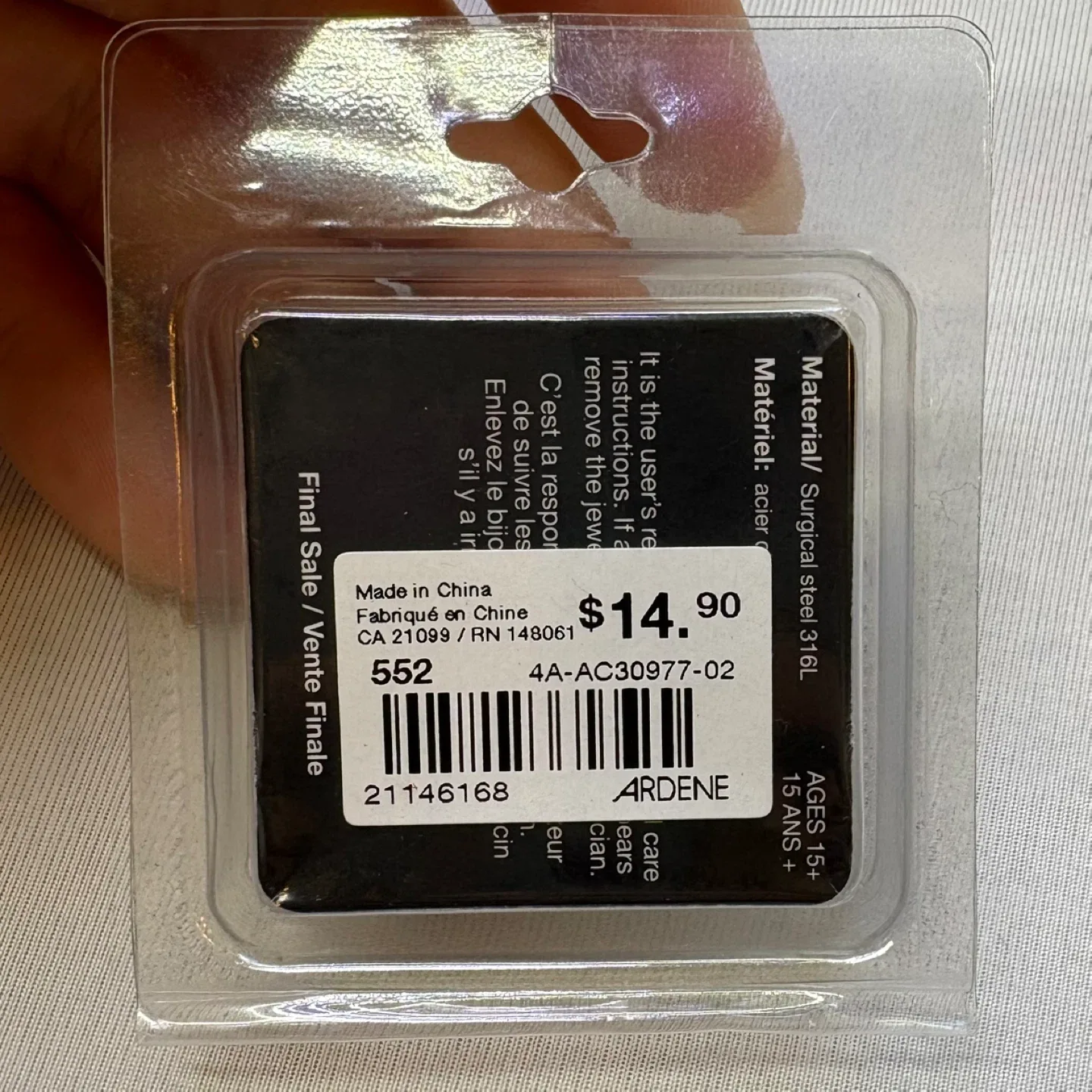 Ardene 14K Gold Plated Silver Cartilage Earring Set 16G Piercing image indicator(4)