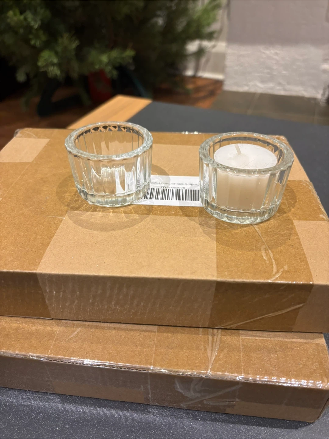 Ribbed Glass Tea Light Holders Perfect For Christmas
