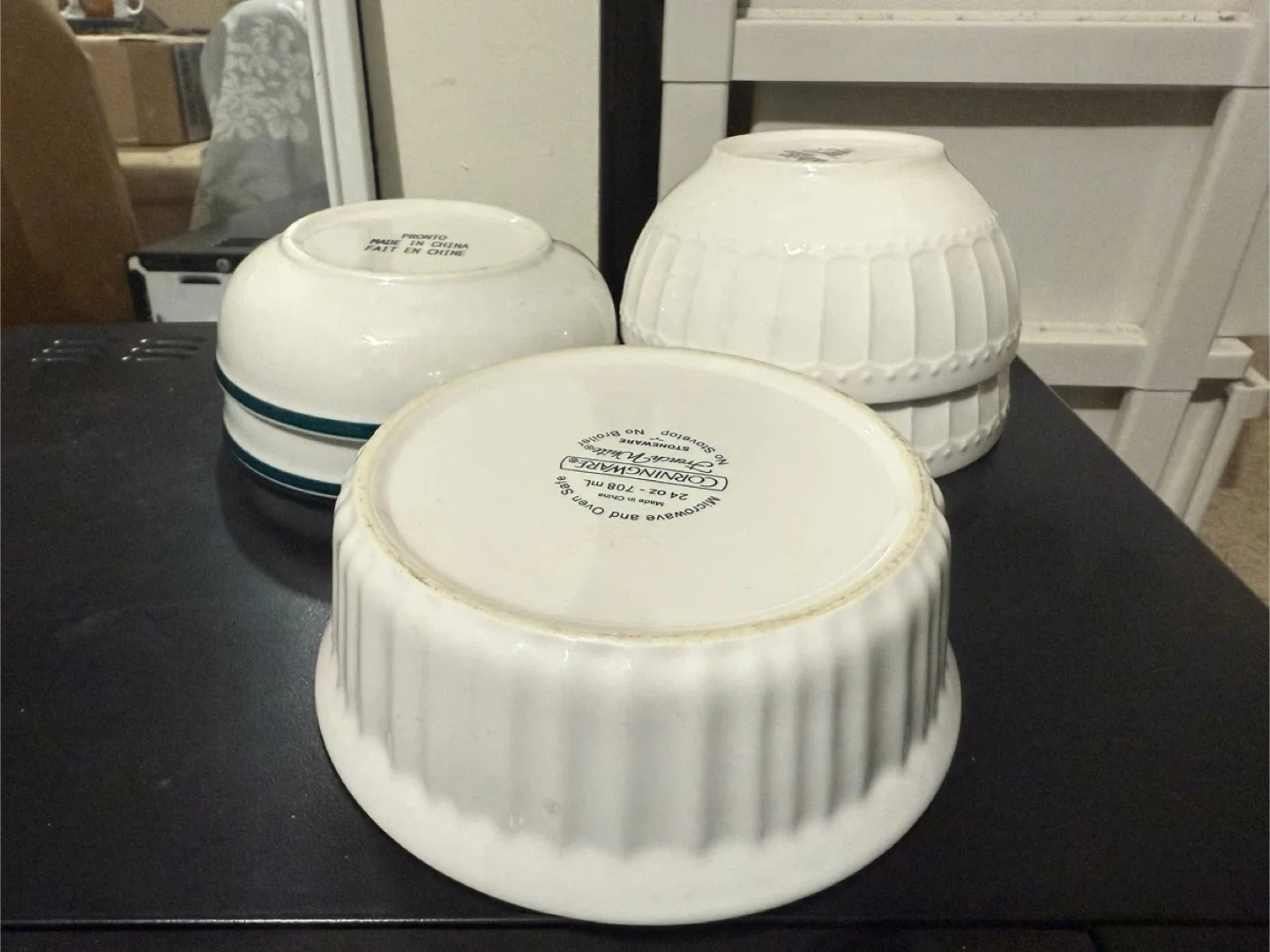 5-Piece White Bowl Set – Mixed Styles – Great Condition image indicator(2)