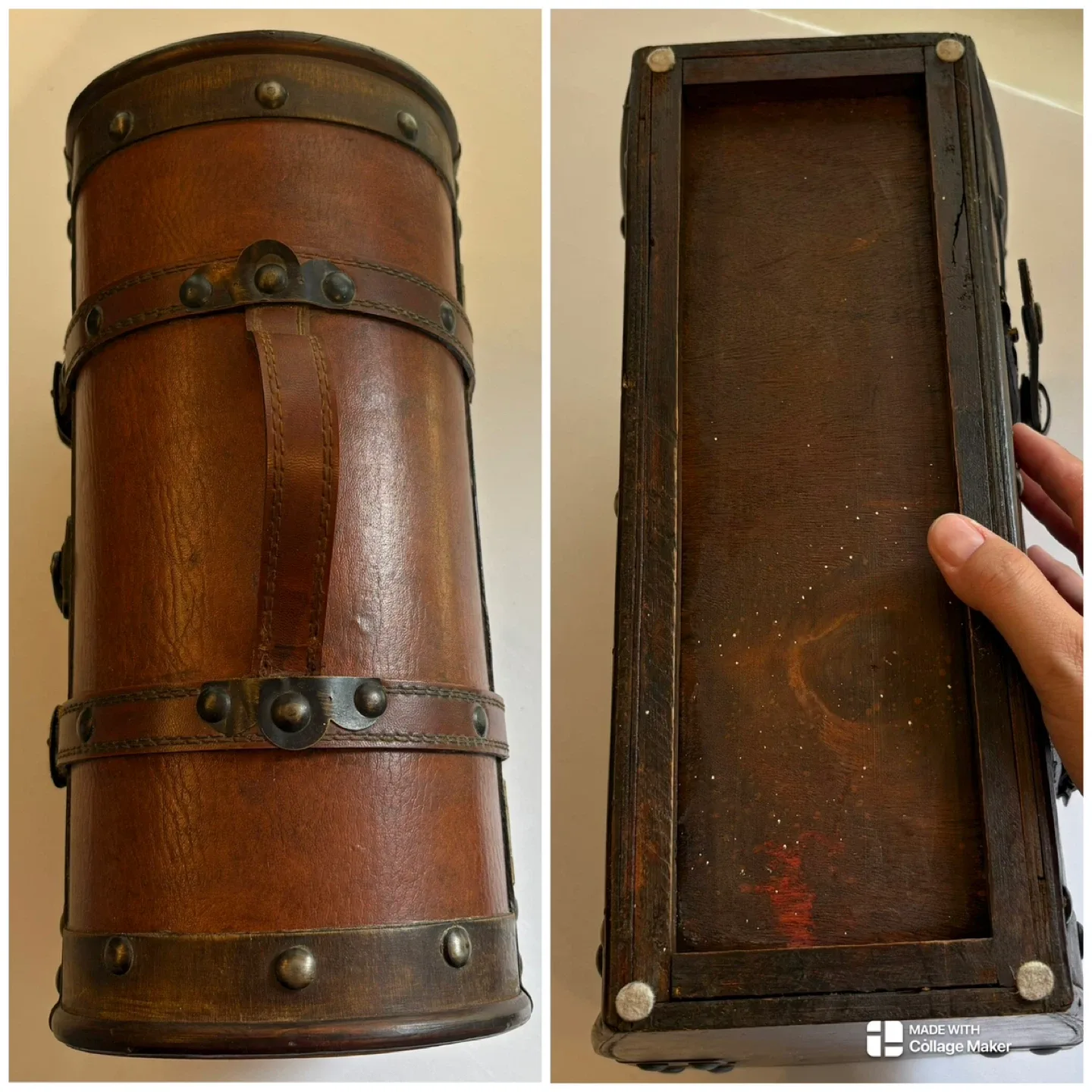 Pier 1 Imports Wooden Storage Chest Vintage Trunk Leather Straps image indicator(6)