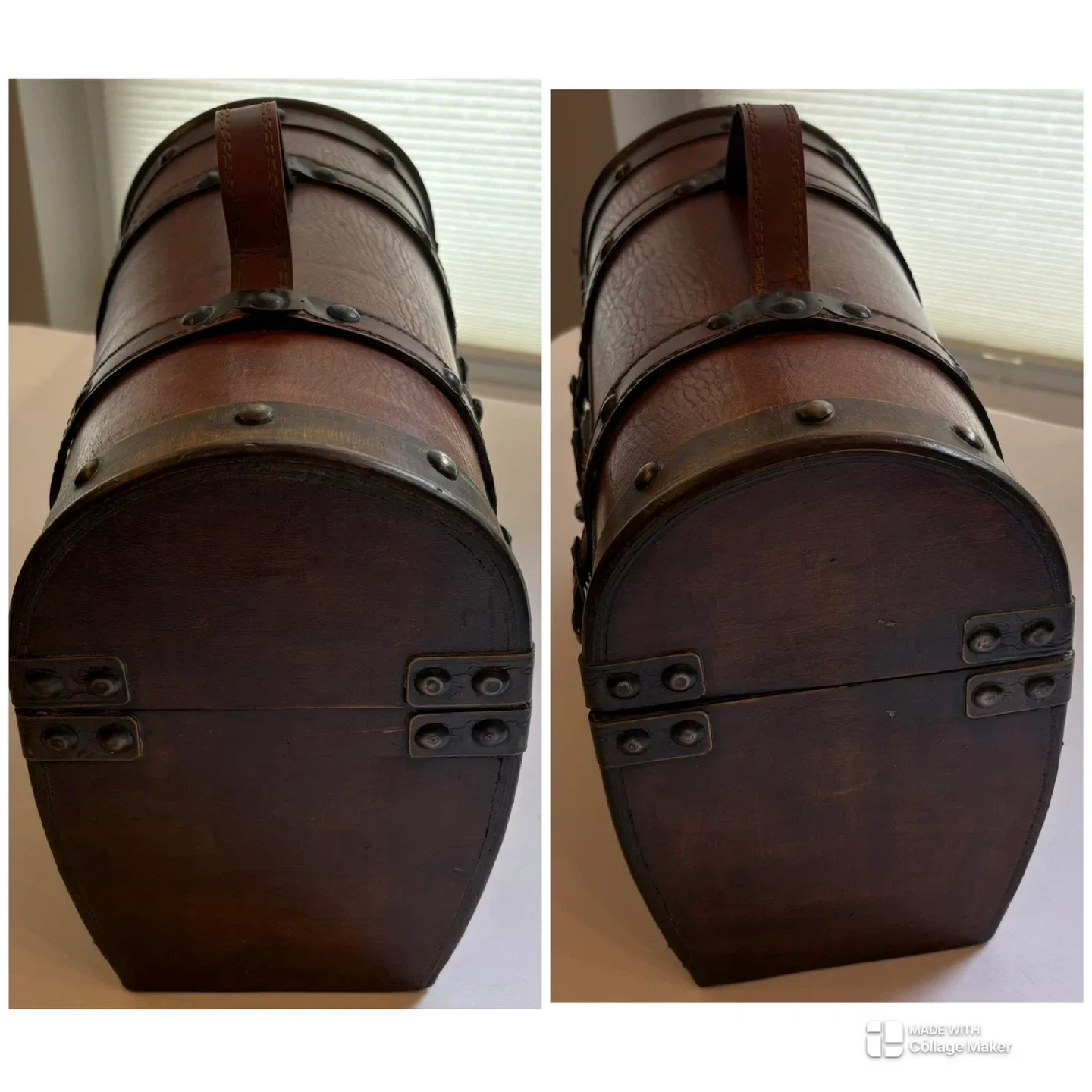 Pier 1 Imports Wooden Storage Chest Vintage Trunk Leather Straps image indicator(7)