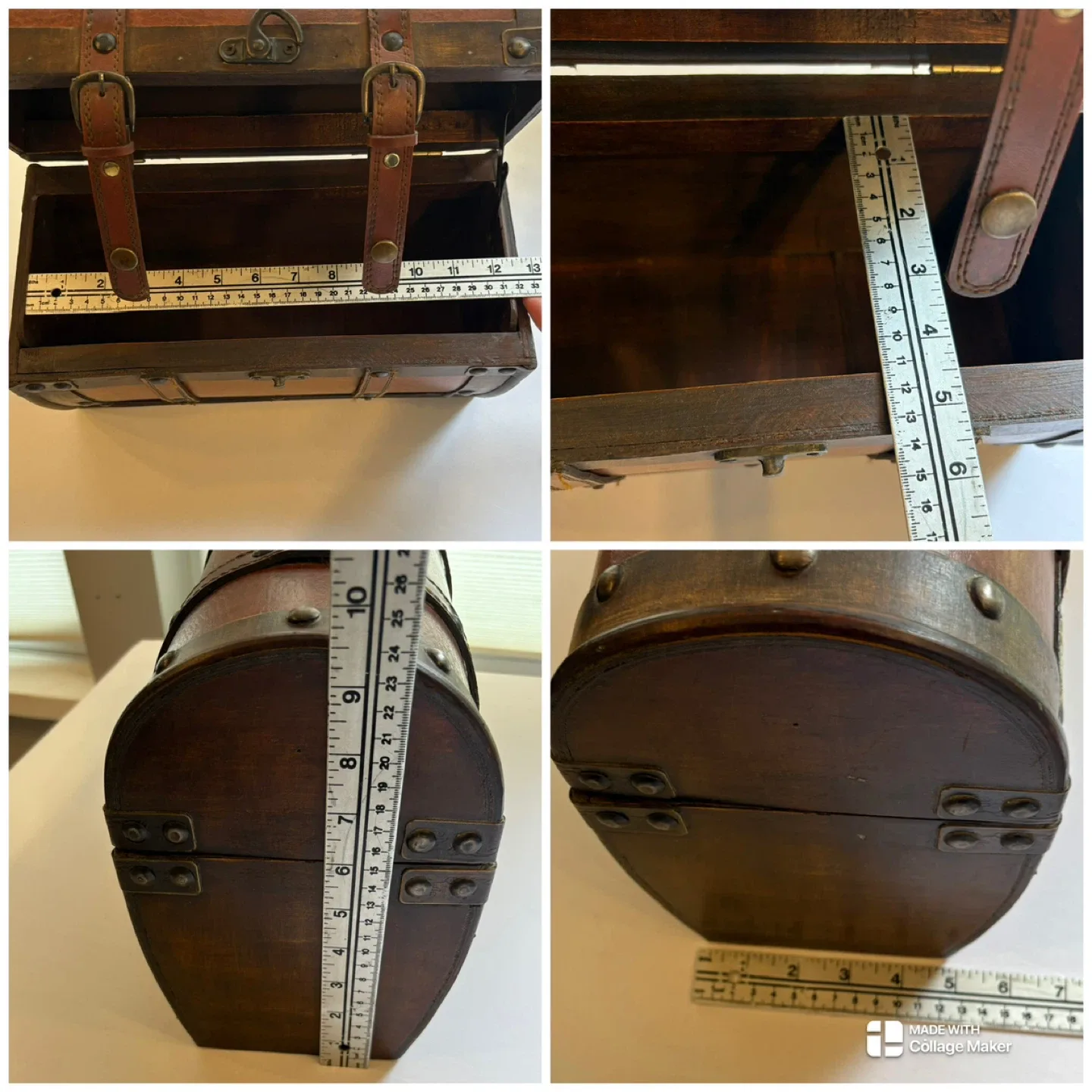 Pier 1 Imports Wooden Storage Chest Vintage Trunk Leather Straps image indicator(8)