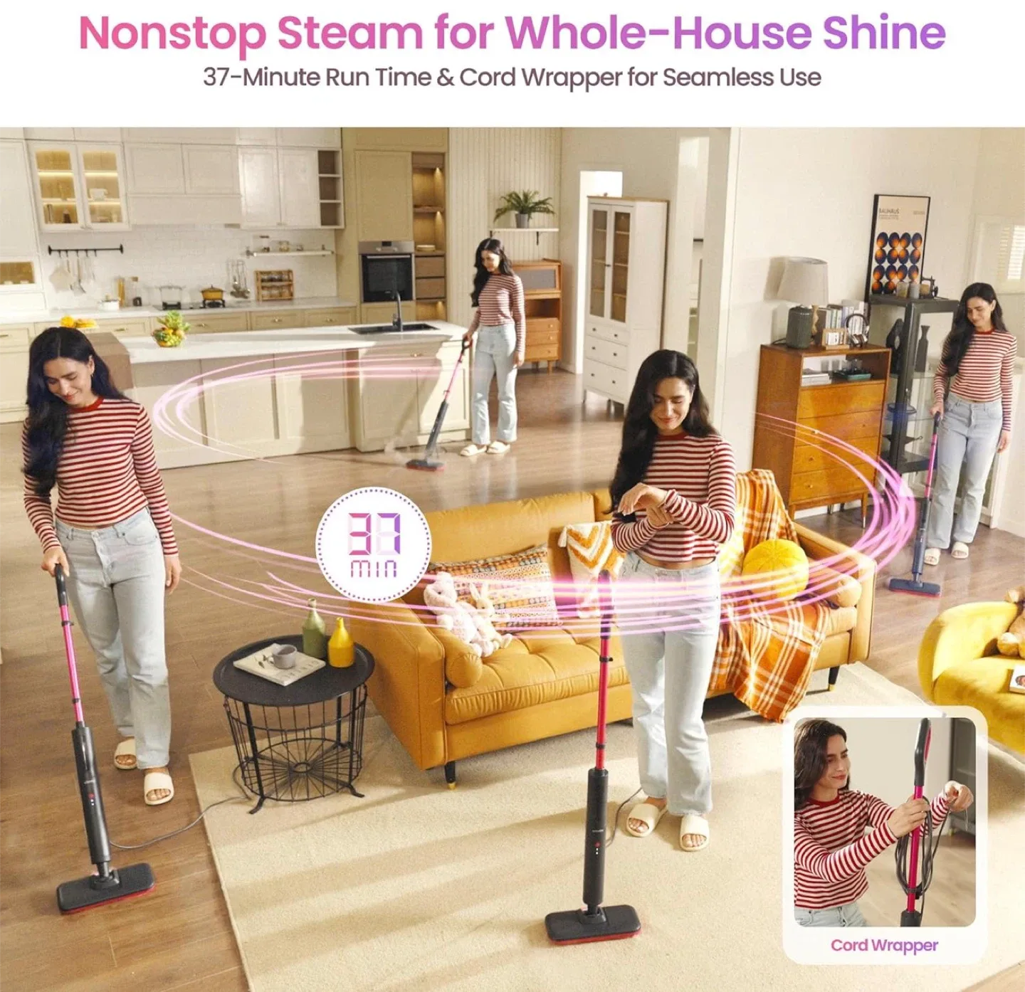 LIKE NEW Powerful Steam Cleaner Mop image indicator(8)