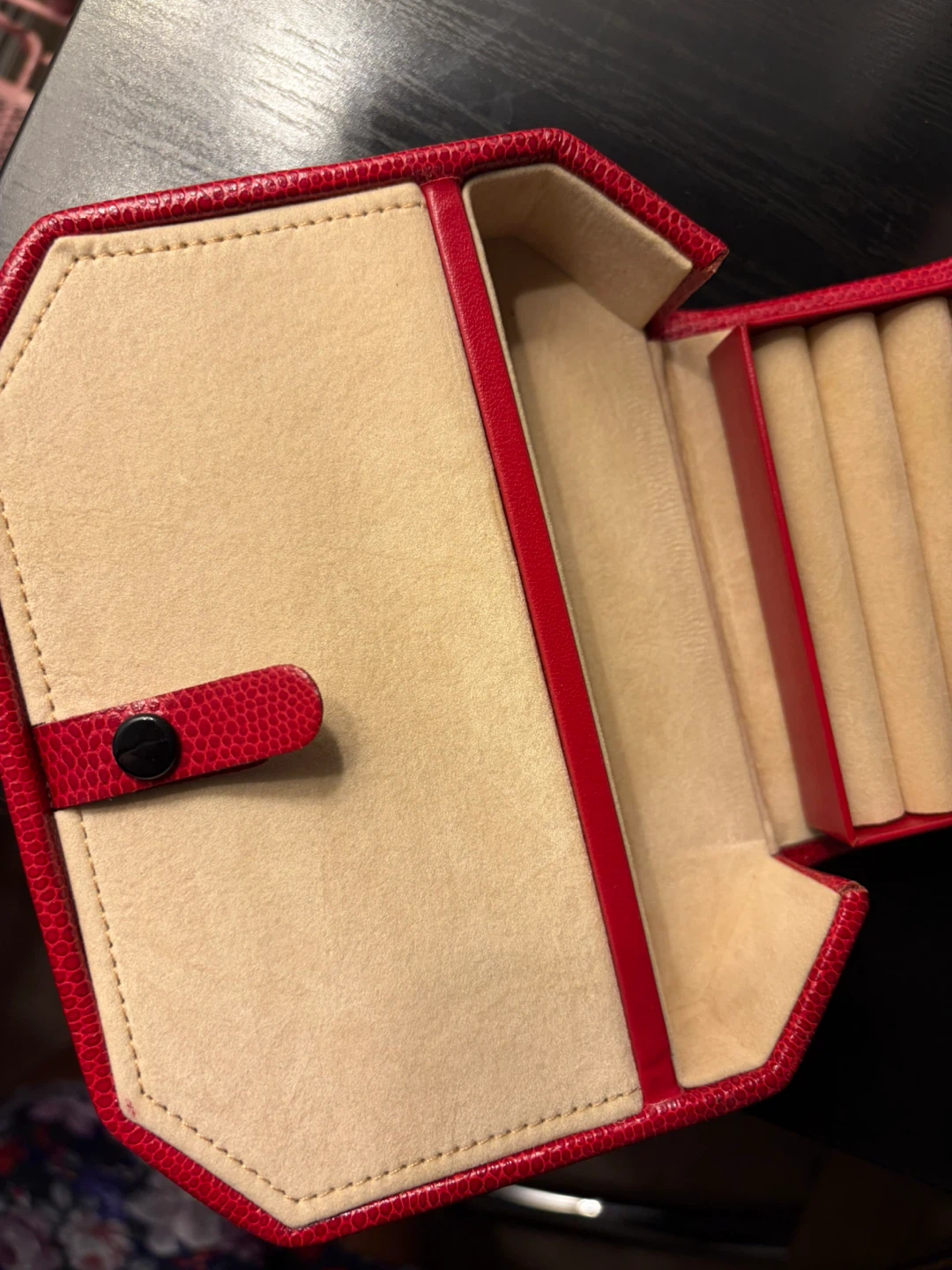 Wolf Designs Red Leather Jewelry Box #cleanout - photo 5