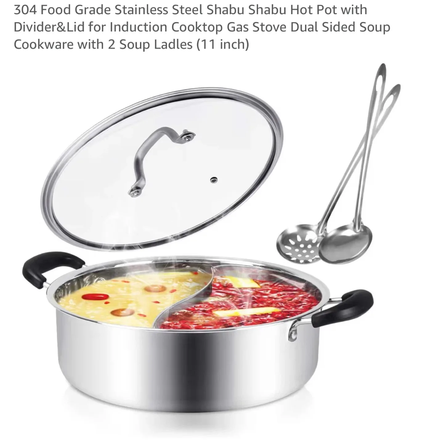 11” Stainless Steel Shabu Hot Pot with Lid (New)
