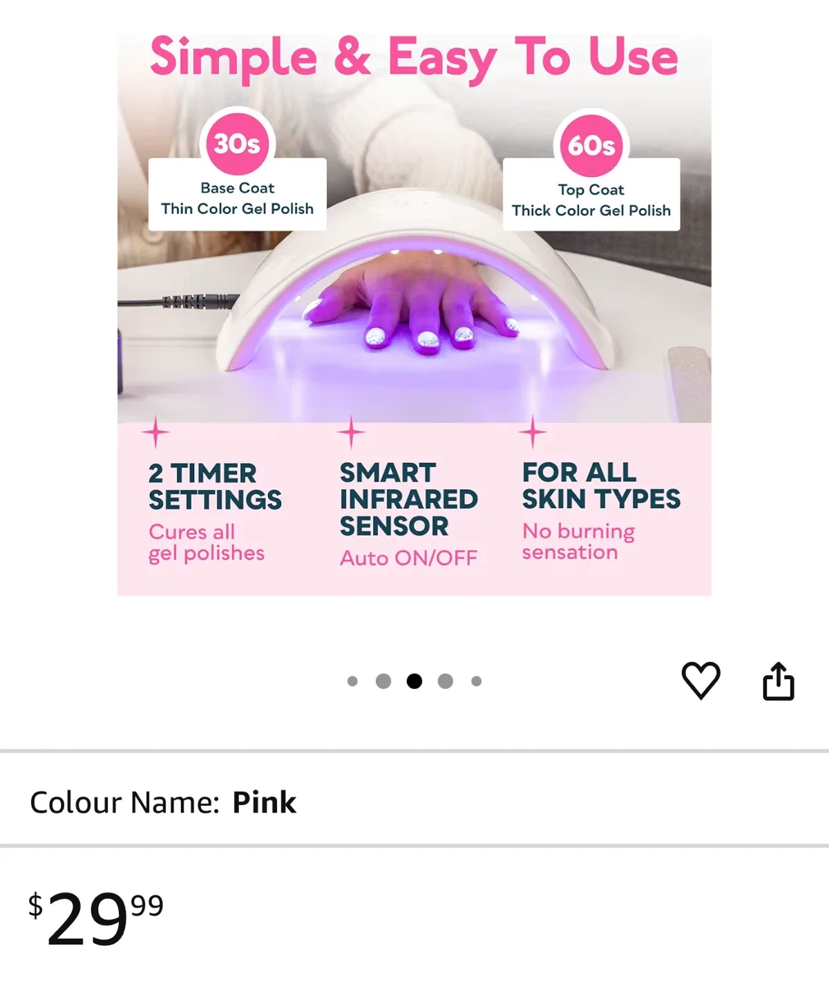 SUNUV SUNone 2-in-1 UV LED Nail Lamp - Pink image indicator(3)