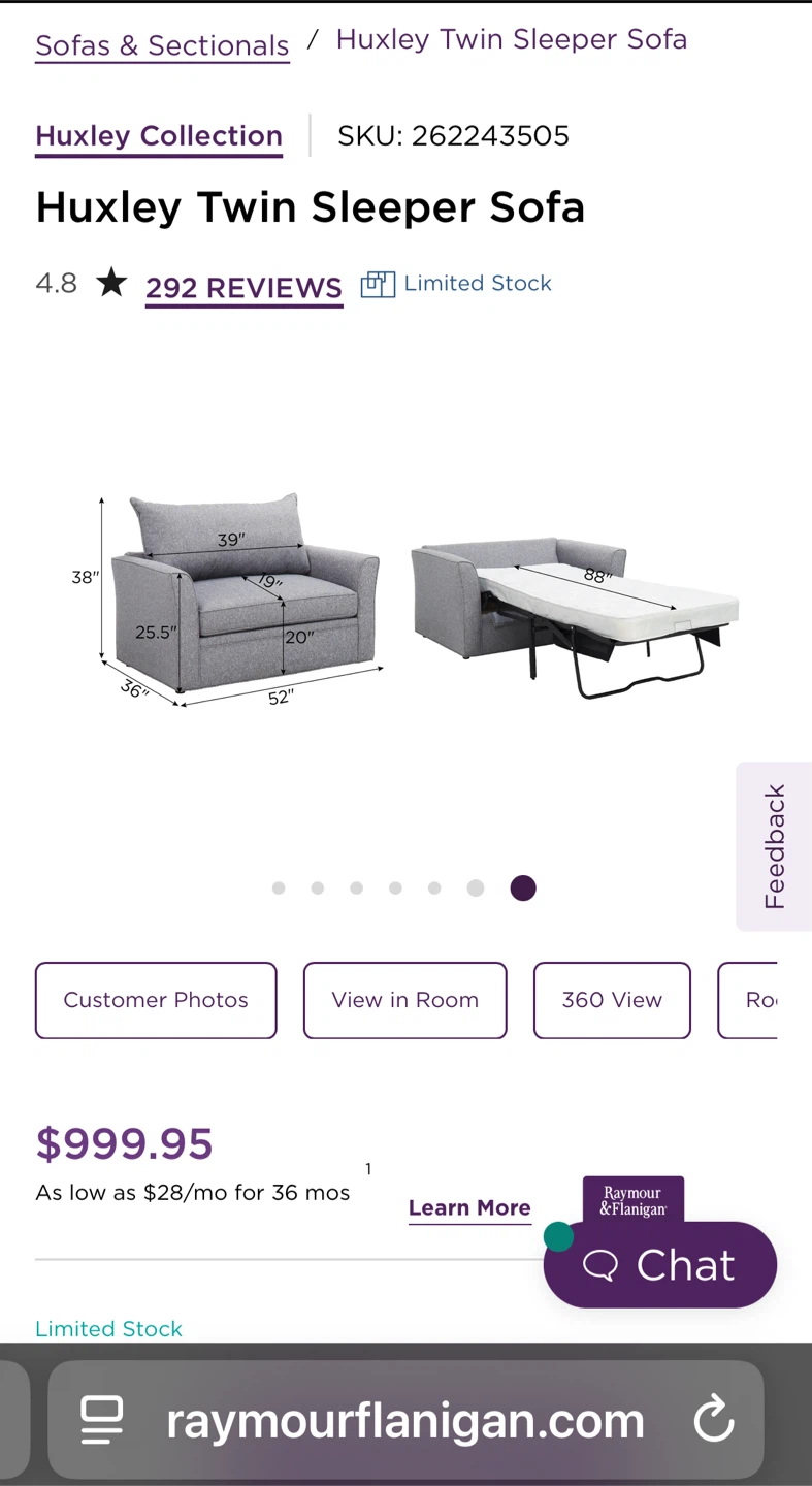 Huxley Twin Sleeper Sofa - Gray