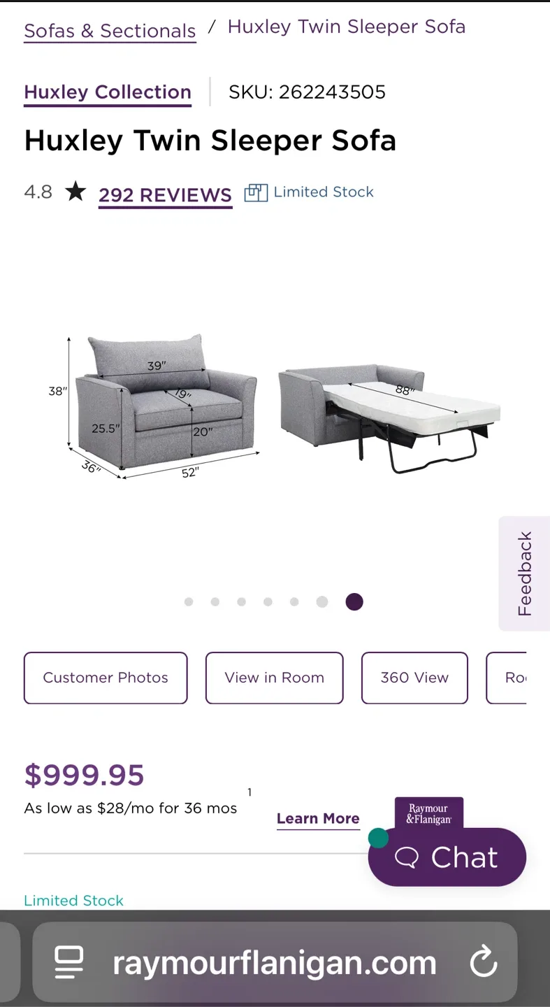 Huxley Twin Sleeper Sofa - Gray