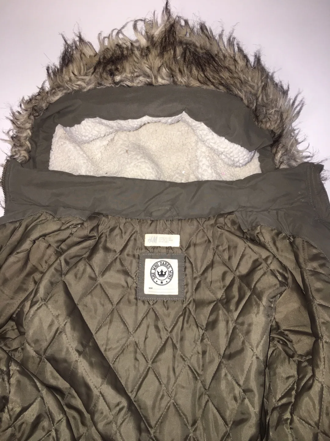 H&M Olive Green Winter Jacket - Size 9-10Y image indicator(2)