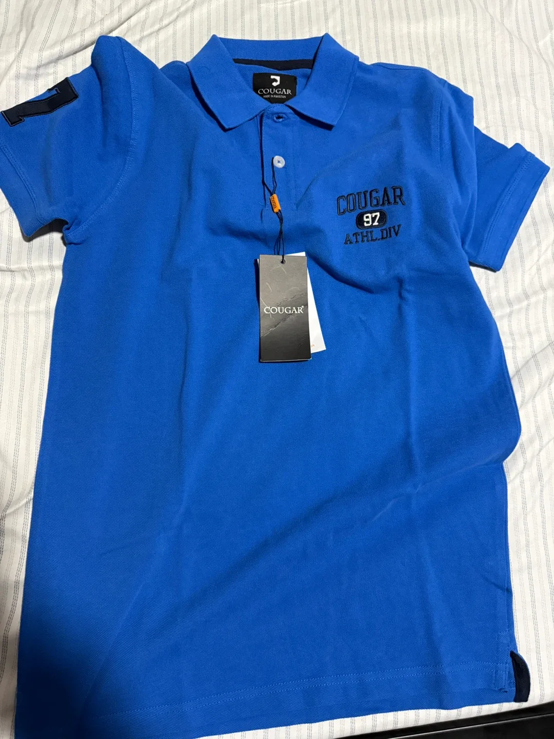 New Cougar Polo Shirt -Blue & Yellow