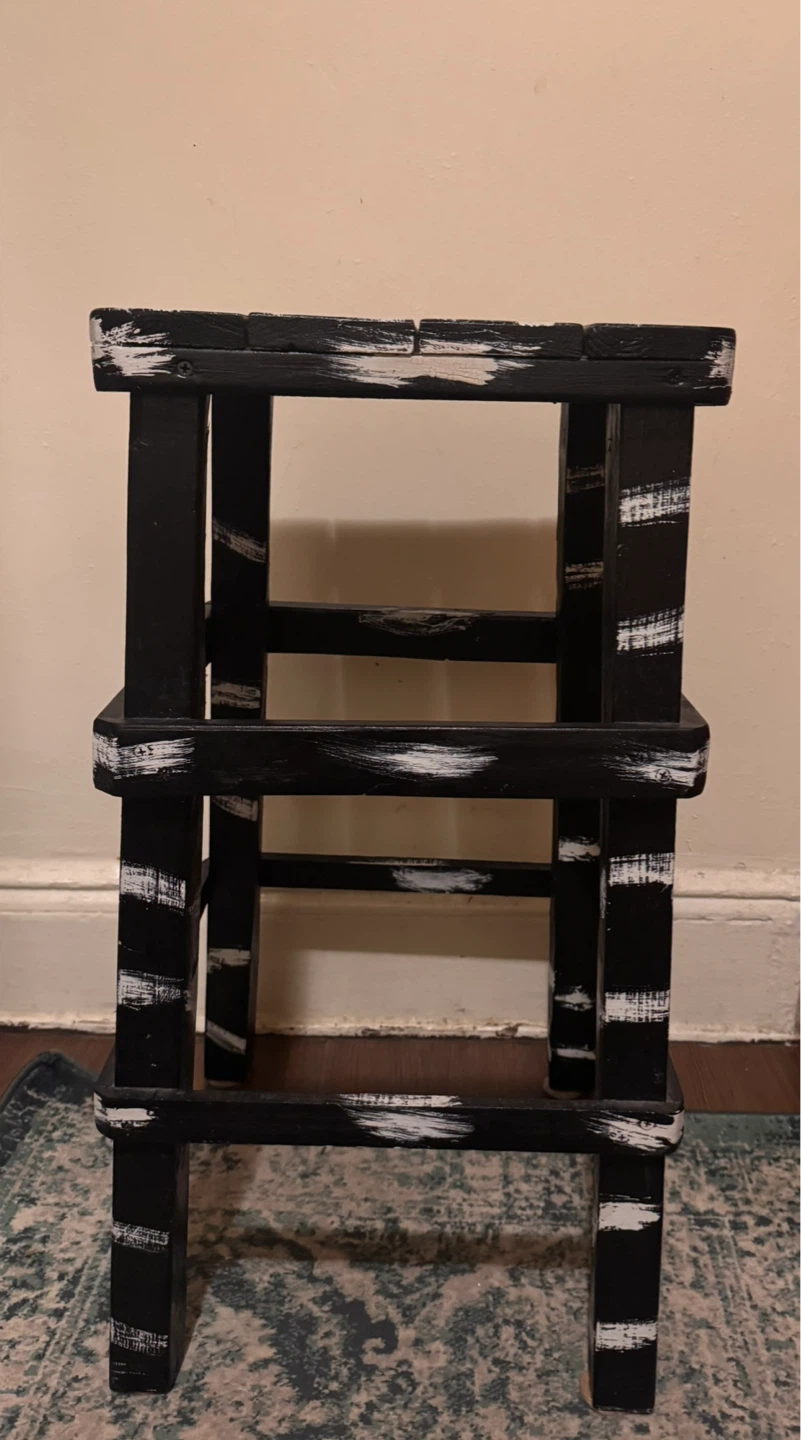 Black & White Wooden Stool - 28" Height