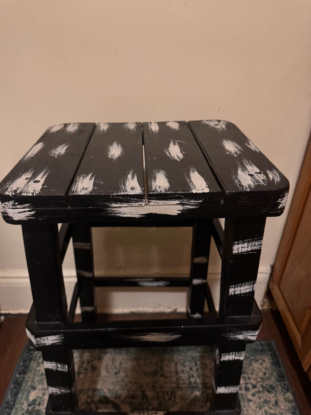 Black & White Wooden Stool - 28" Height - photo 2