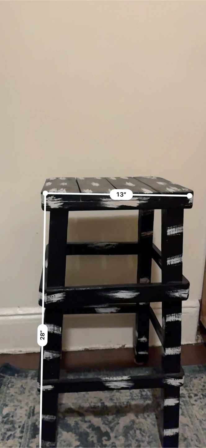 Black & White Wooden Stool - 28" Height - photo 3
