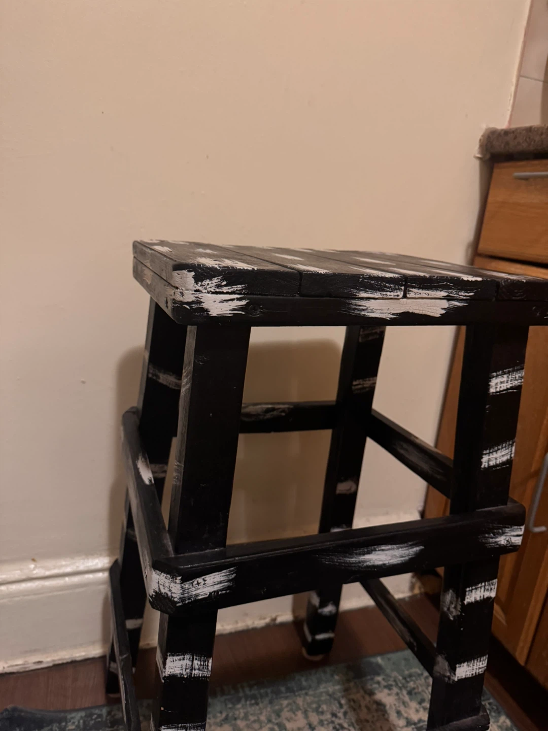 Black & White Wooden Stool - 28" Height - photo 4