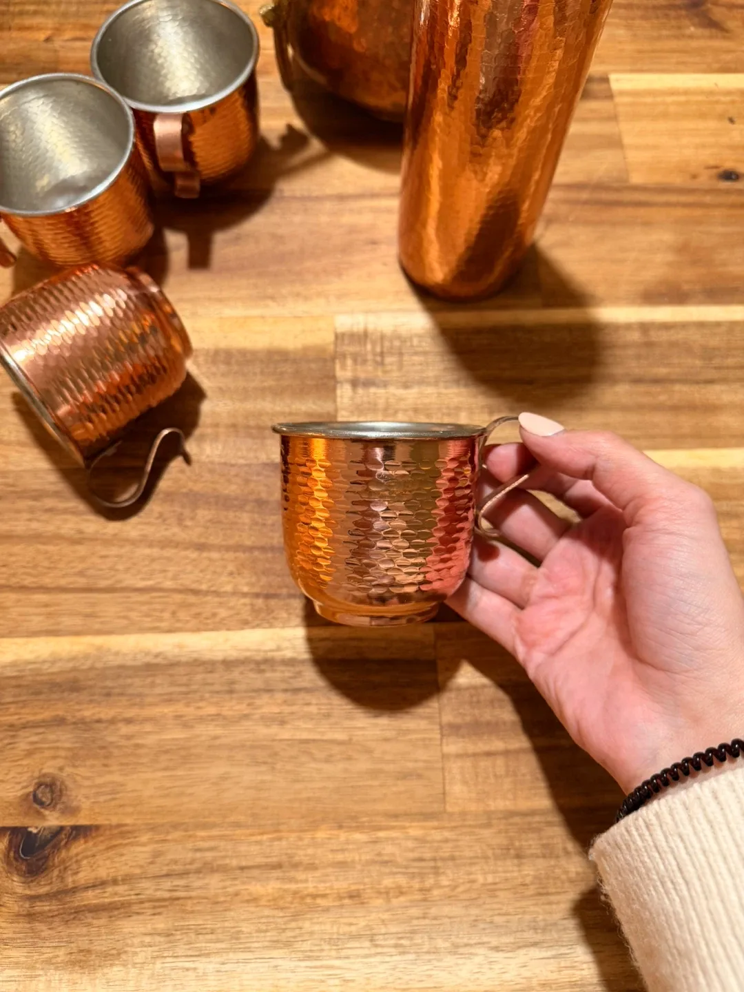 Copper Pitcher, Water Bottle & Mugs Set image indicator(3)