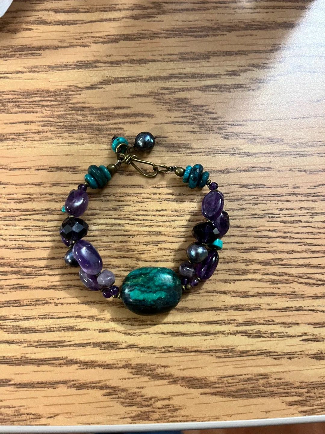 #Cleanout - Beaded Bracelet - Purple, Black, Green