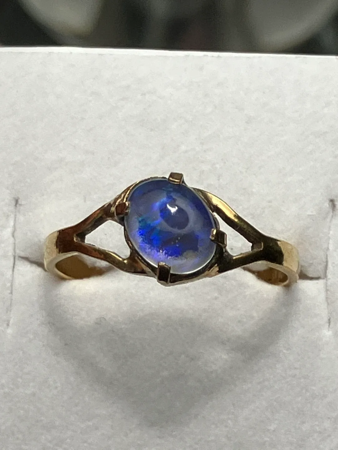 Vintage 10k Gold Fill Ring with Blue Stone Size 6.5 image indicator(2)
