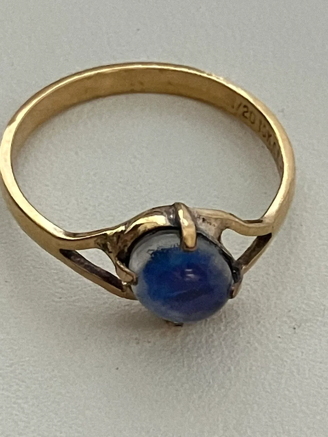 Vintage 10k Gold Fill Ring with Blue Stone Size 6.5 image indicator(4)