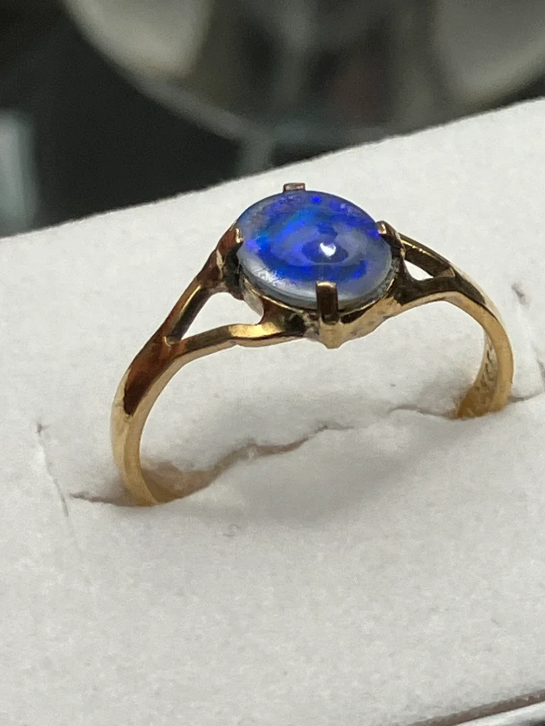 Vintage 10k Gold Fill Ring with Blue Stone Size 6.5
