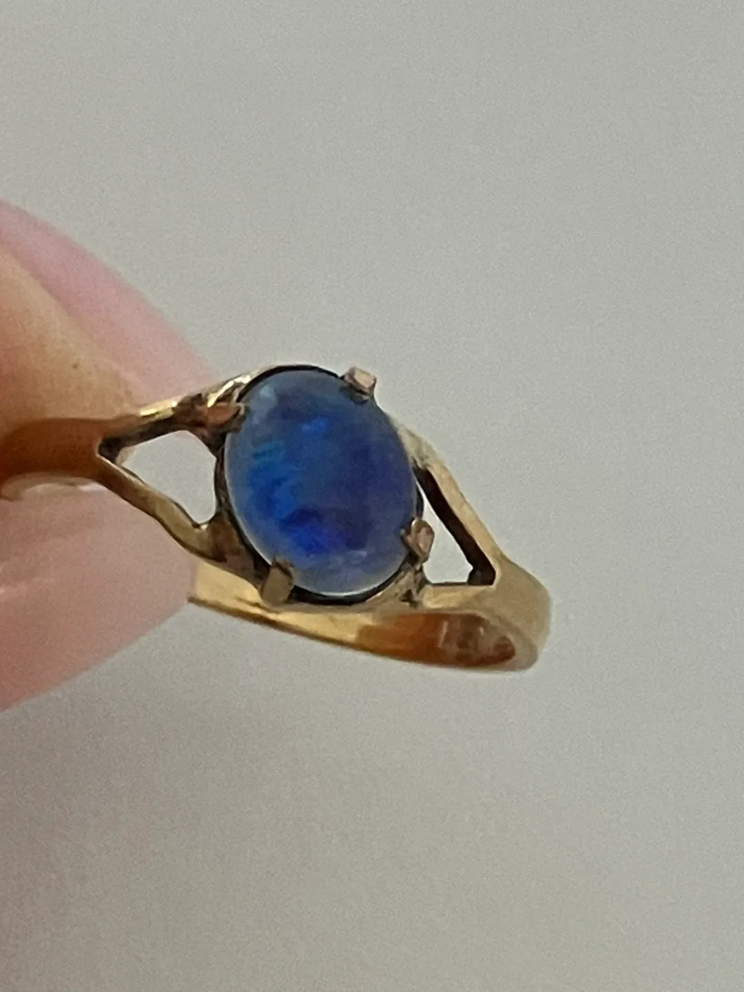 Vintage 10k Gold Fill Ring with Blue Stone Size 6.5 image indicator(6)