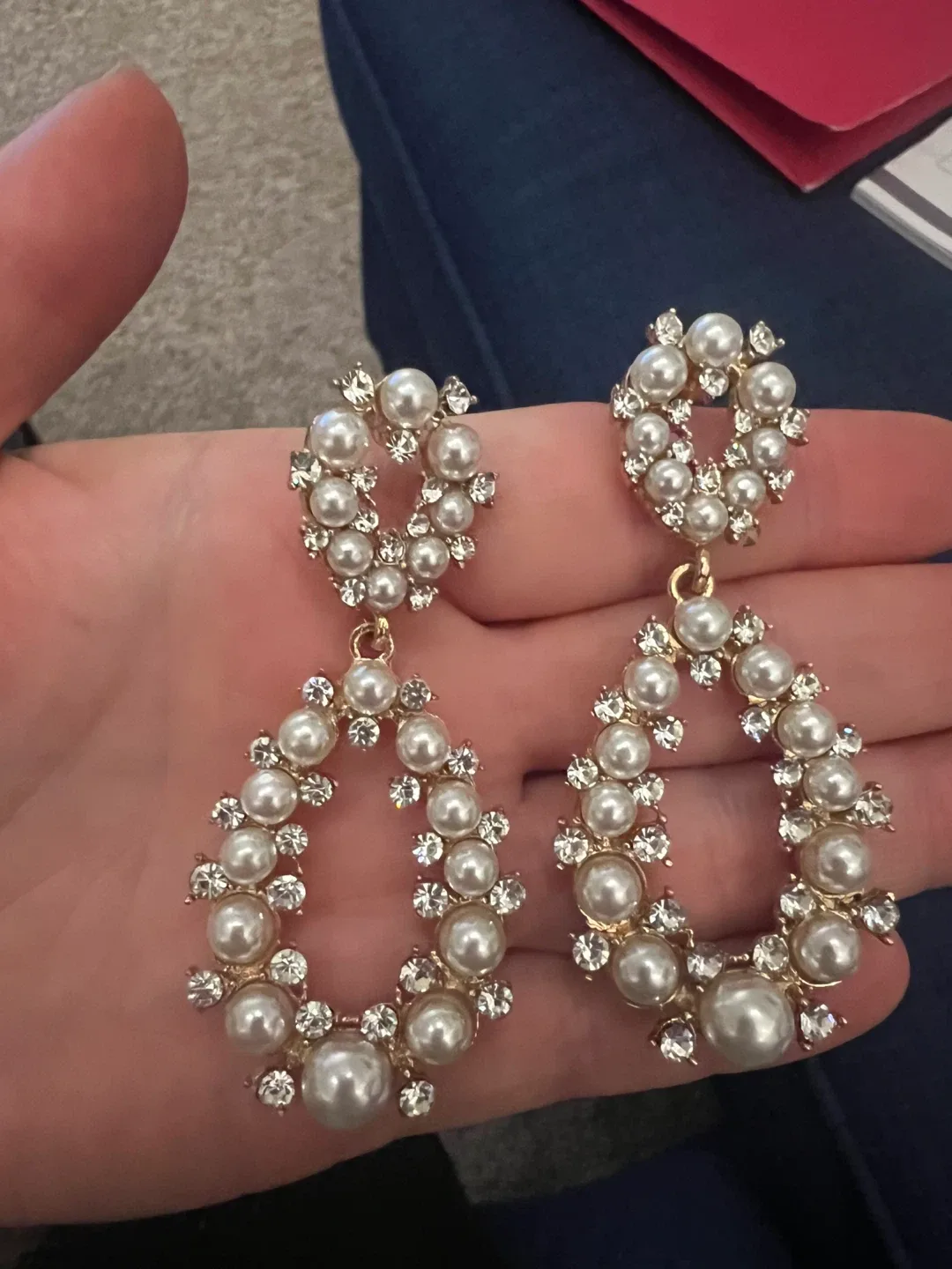 Elegant Bridal Pearl & Rhinestone Drop Earrings #cleanout