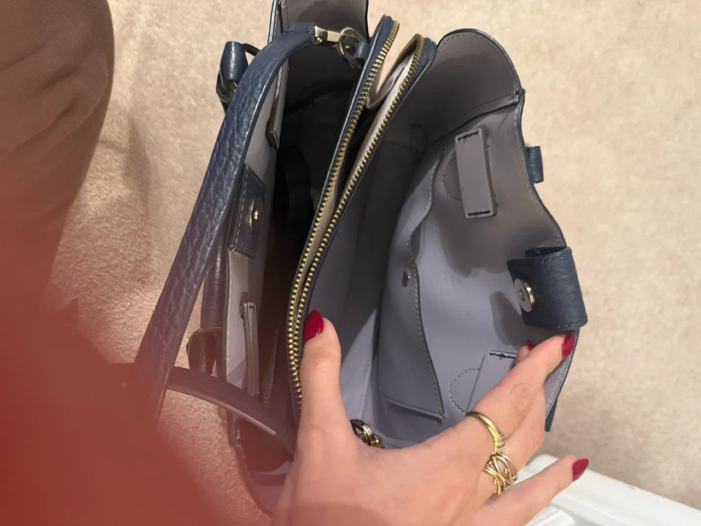 Kate Spade Navy Blue Leather Bag image indicator(2)