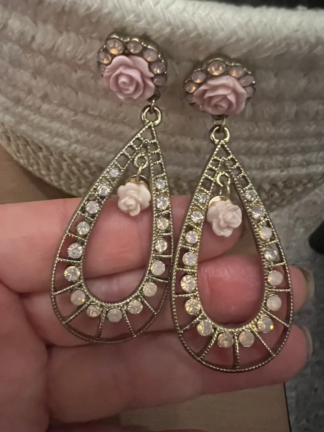 Vintage Style Rose Drop Earrings #cleanout image indicator(2)