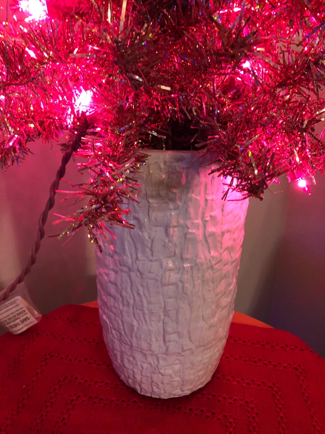 Pink table top Tinsel Christmas Tree with Lights - photo 5