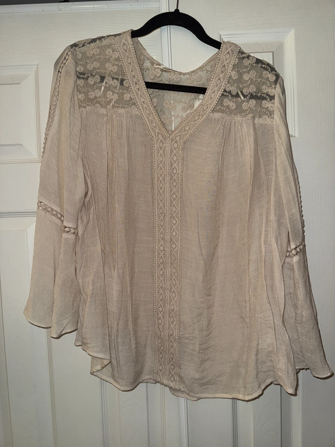 John Paul Richard Lace Trim Blouse - Size L