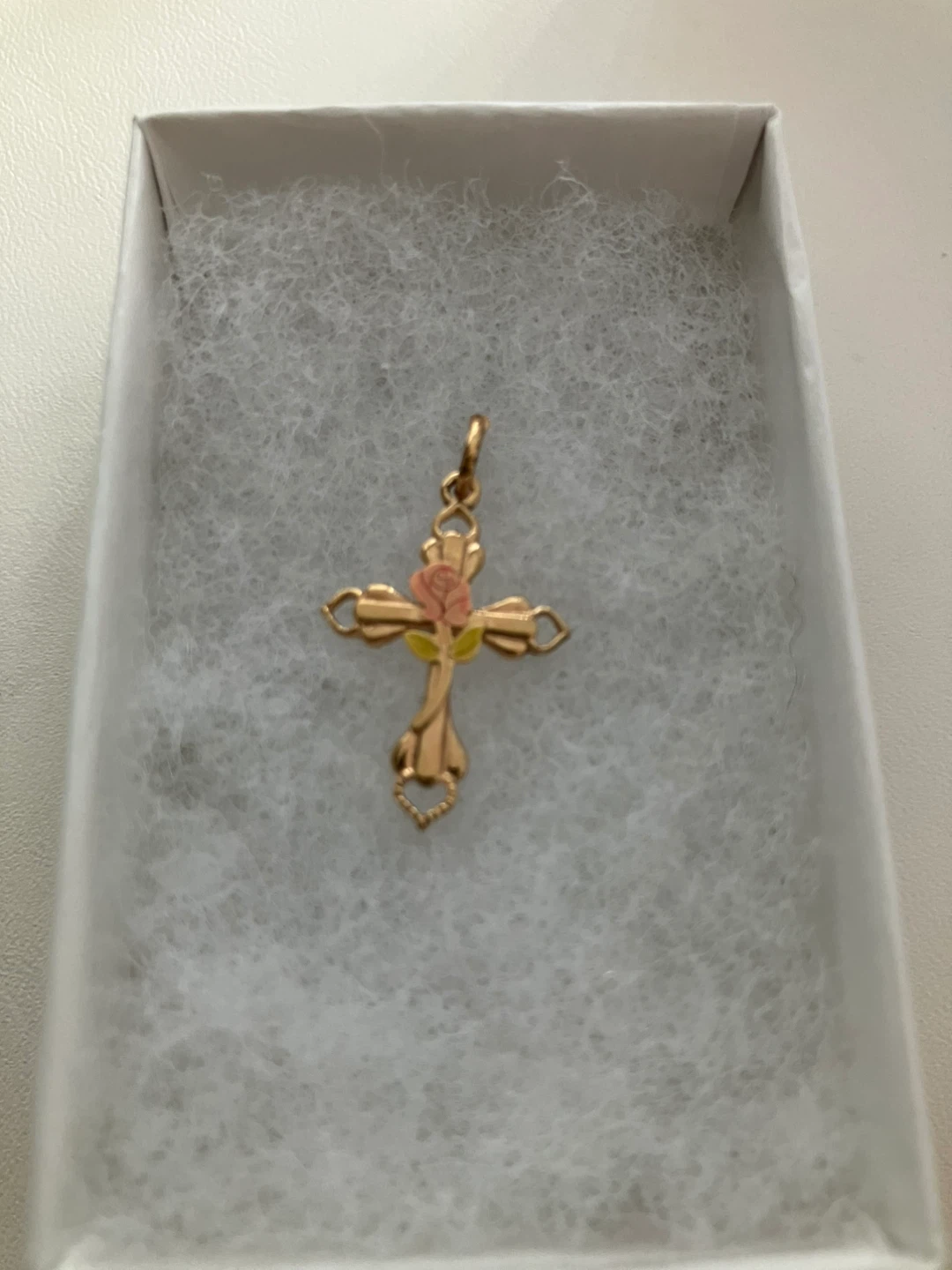 Vintage 1/20 -14k  Gold Fill Cross Pendant with Rose Detail - photo 2