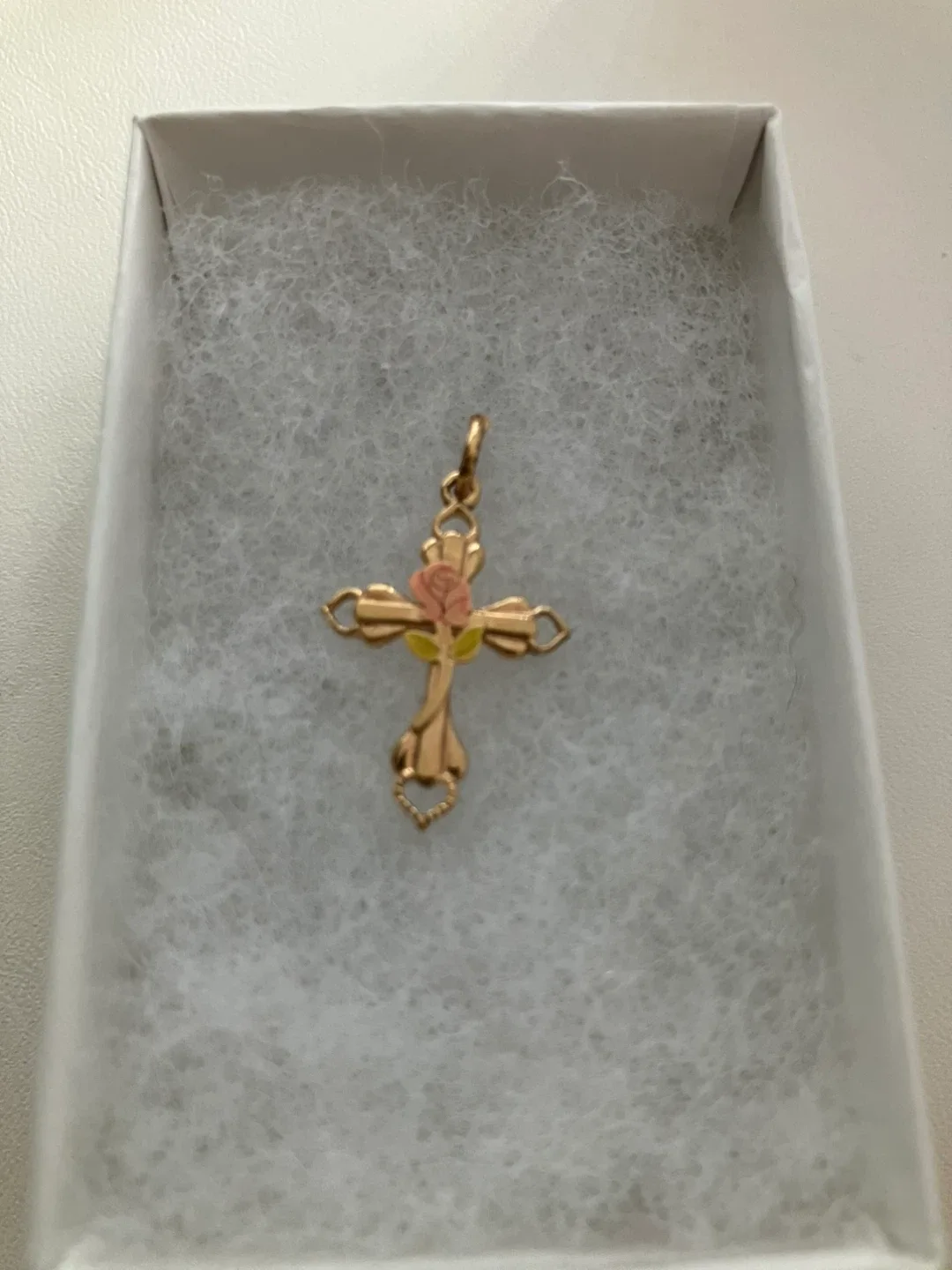 Vintage 10k Gold Fill Cross Pendant with Rose Detail image indicator(2)