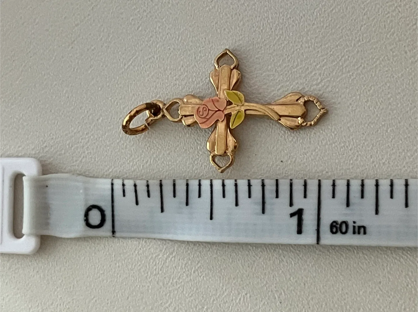 Vintage 10k Gold Fill Cross Pendant with Rose Detail image indicator(4)