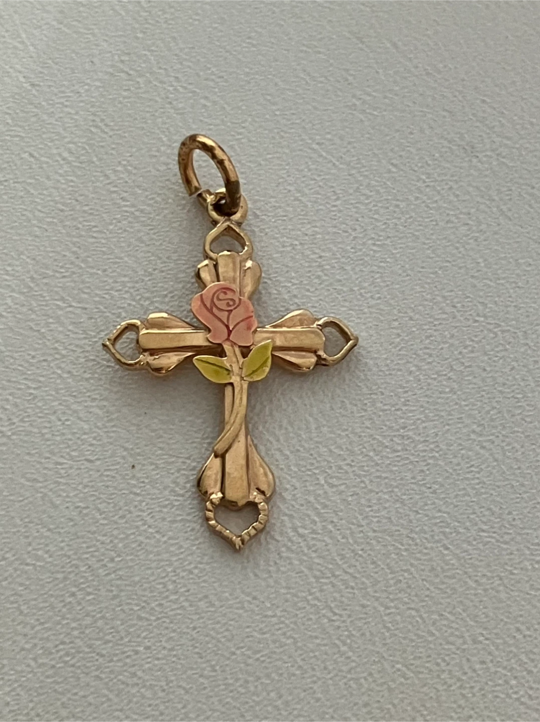 Vintage 1/20 -14k  Gold Fill Cross Pendant with Rose Detail